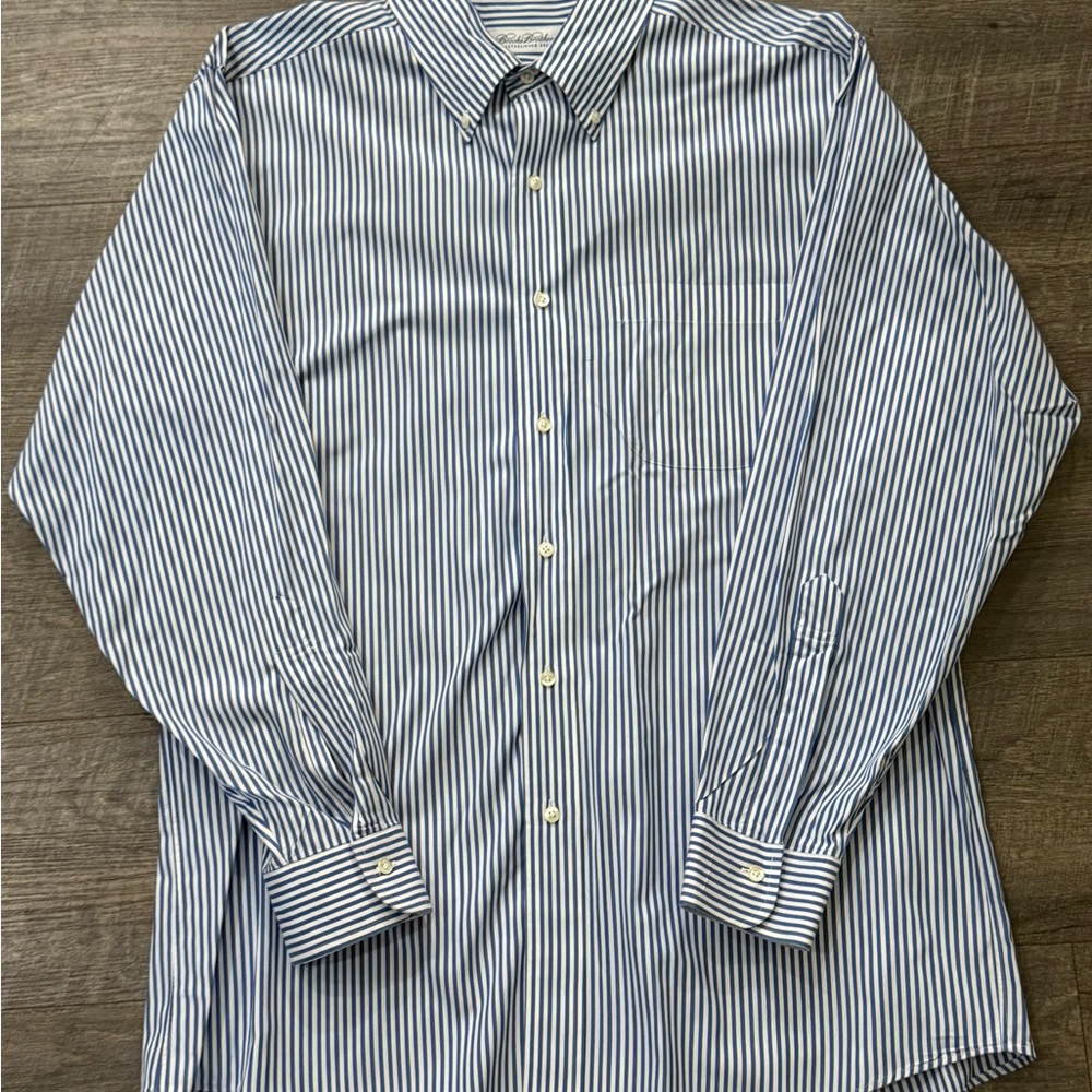 Brooks Brothers Navy and White Striped Shirt